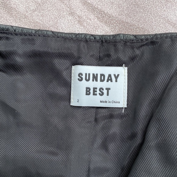 Aritzia Sunday Best Black Quilted Diamond Vegan Leather Flynn Mini Skirt NWT - Picture 8 of 11